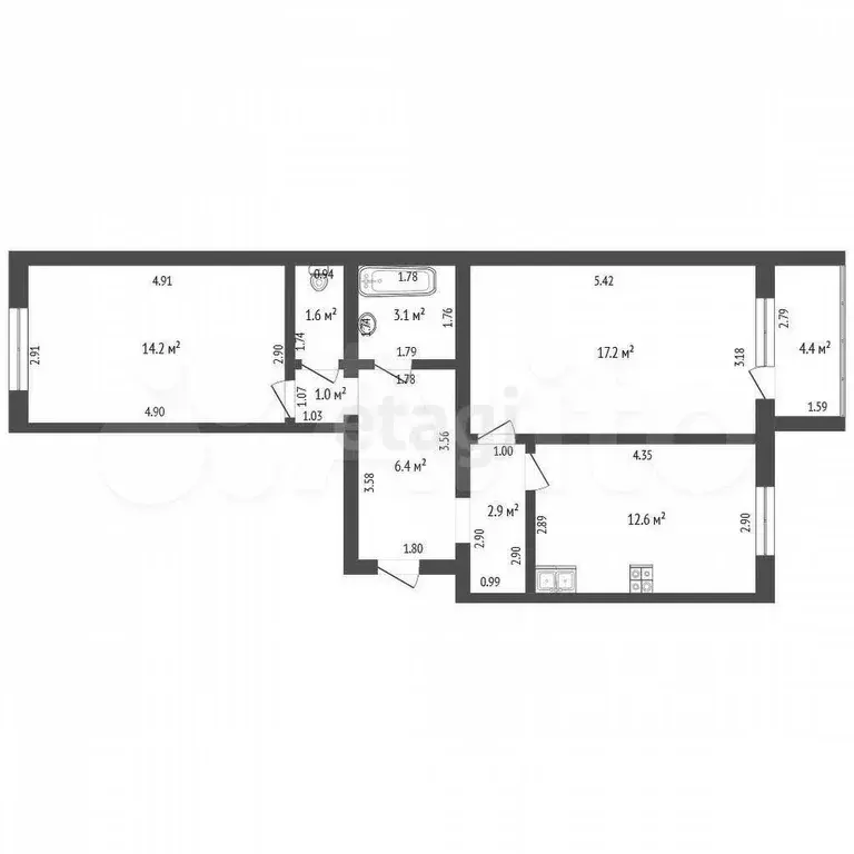 2-к. квартира, 59 м, 7/9 эт. - Фото 0