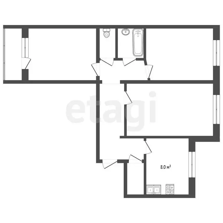 3-комнатная квартира: Орёл, Артельный переулок, 4 (65.9 м) - Фото 1