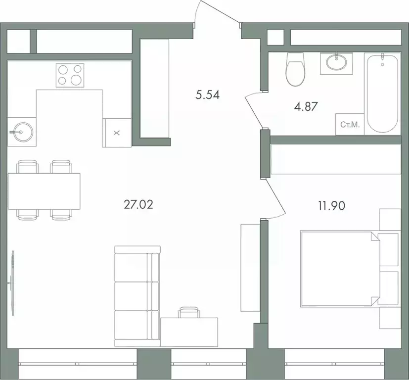 1-к кв. Ханты-Мансийский АО, Сургут ул. Крылова (49.33 м) - Фото 0