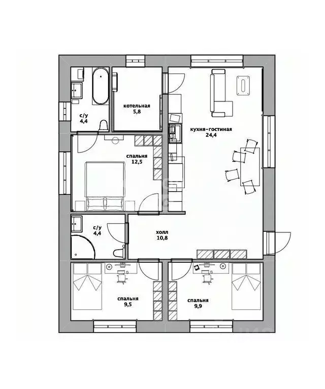 Дом в Алтайский край, Первомайский район, с. Фирсово ул. Нектарная, 30 ... - Фото 2