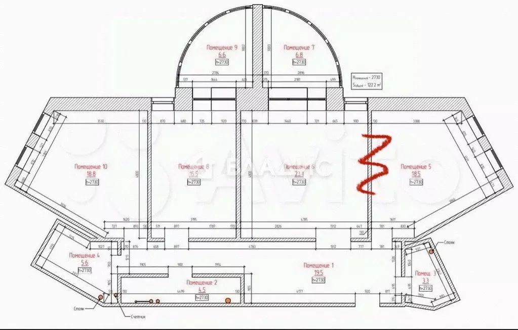 3-к кв. Белгородская область, Белгород ул. Архиерейская, 5а (122.2 м) - Фото 2
