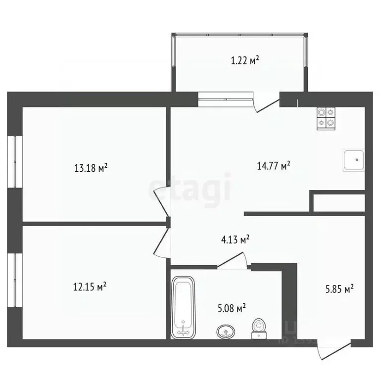 2-к кв. Тюменская область, Тюмень Одесская ул., 7к1 (55.1 м) - Фото 2