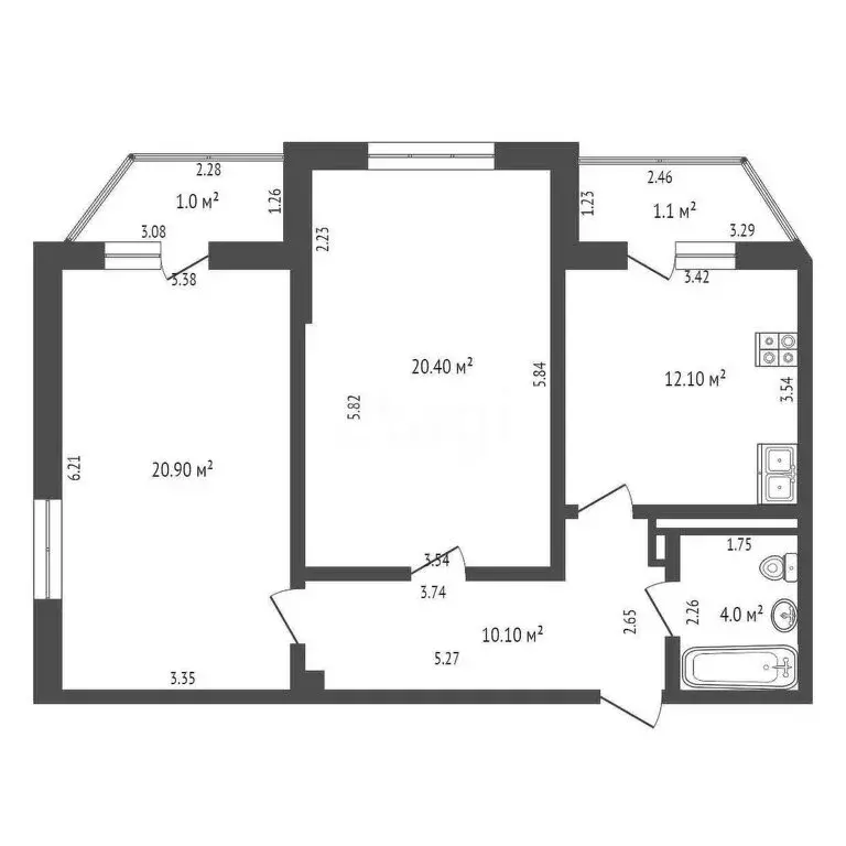 2-комнатная квартира: Новороссийск, проспект Дзержинского, 224 (67.5 ... - Фото 1
