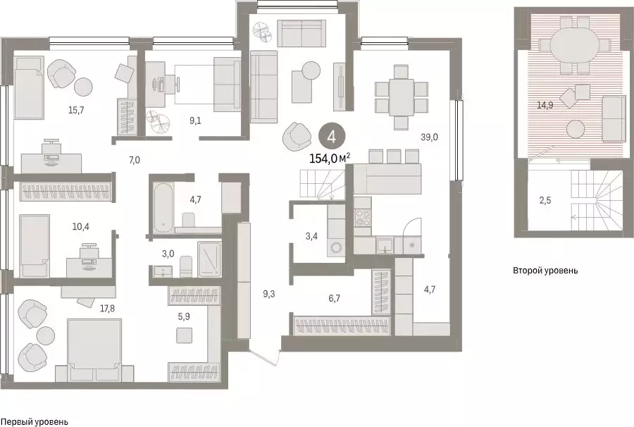 4-комнатная квартира: Тюмень, Мысовская улица, 26к1 (153.96 м) - Фото 0