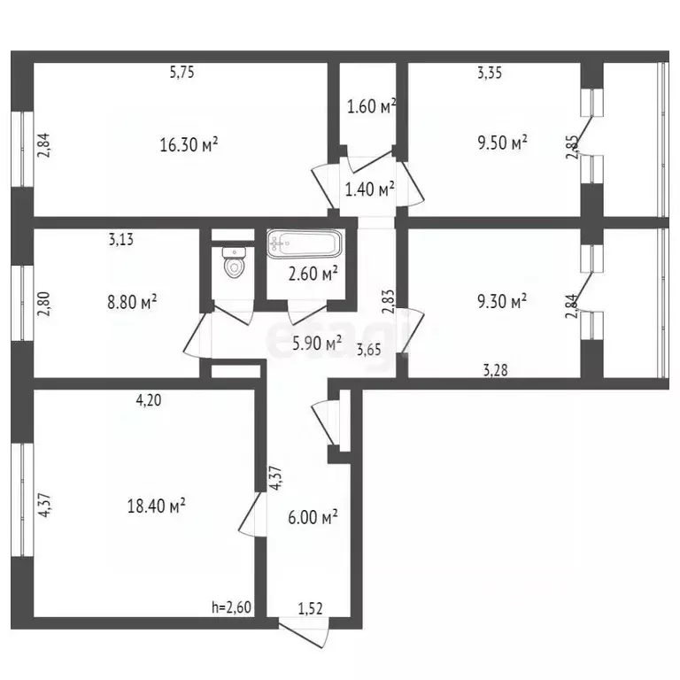 4-к кв. Кемеровская область, Прокопьевск ул. Есенина, 4 (82.0 м) - Фото 2
