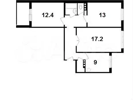 3-к. квартира, 69 м, 3/9 эт. - Фото 0