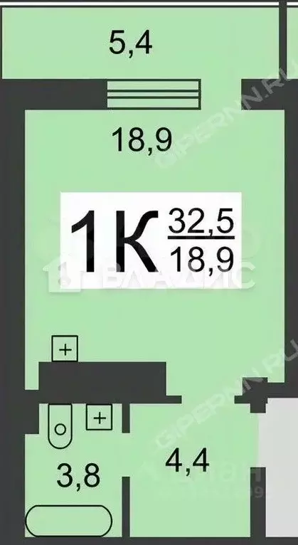 Студия Нижегородская область, Нижний Новгород Победная ул., 4 (27.1 м) - Фото 2