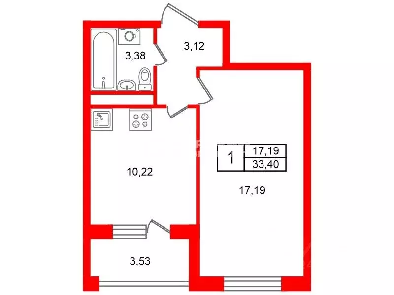 1-к кв. Санкт-Петербург просп. Ветеранов, 210 (33.4 м) - Фото 2
