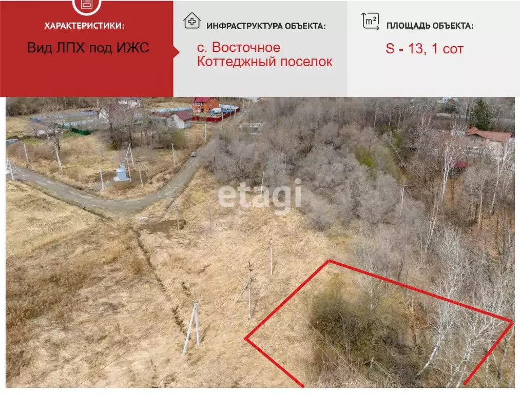 Участок в Хабаровский край, Хабаровский район, с. Восточное  (13.1 ... - Фото 1