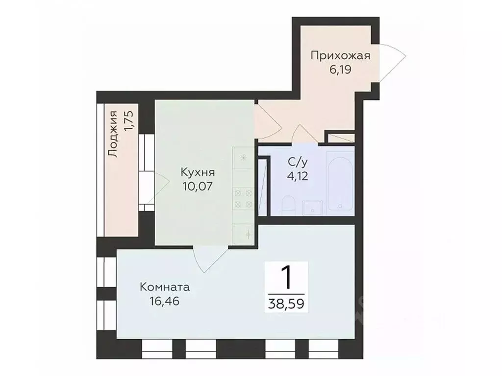 1-к кв. Воронежская область, Воронеж ул. Матросова (38.59 м) - Фото 0