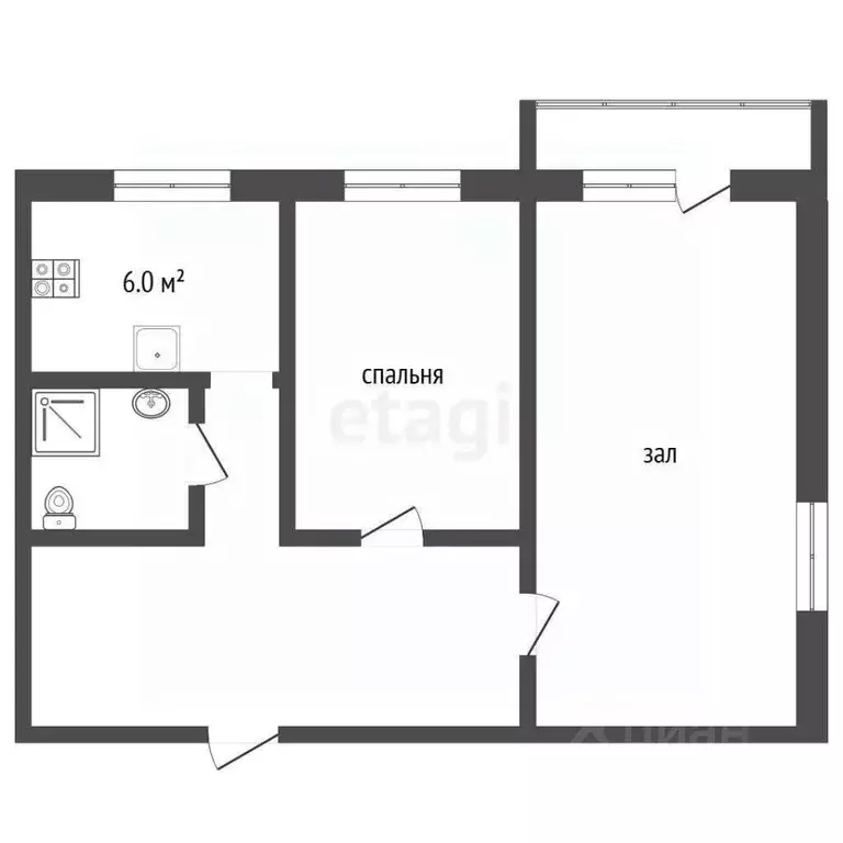 2-к кв. Московская область, Долгопрудный Нагорная ул., 10 (41.9 м) - Фото 2