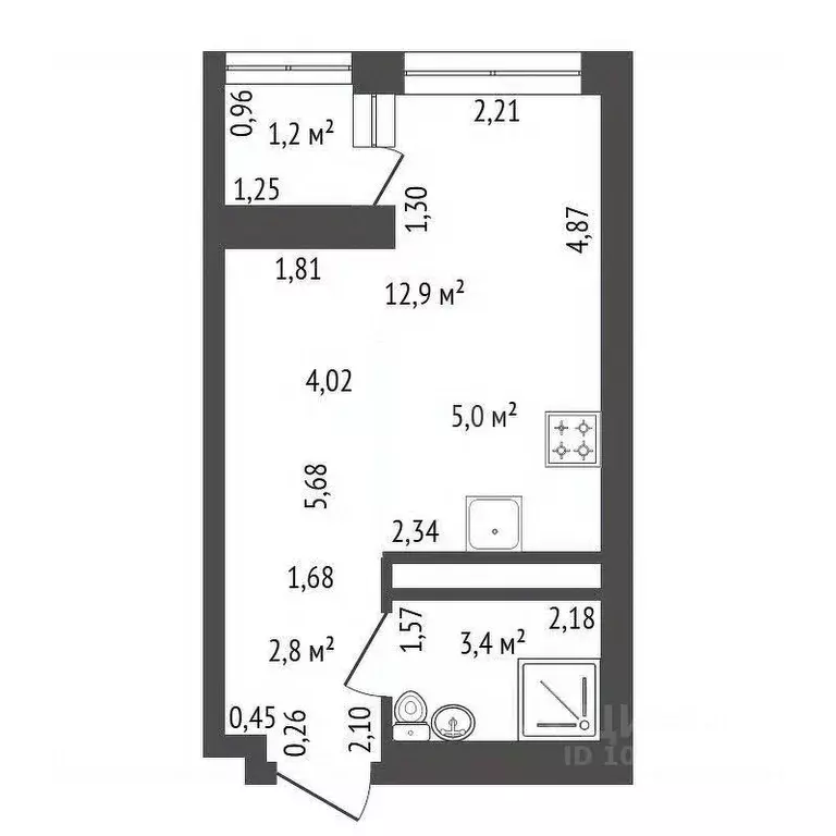Студия Башкортостан, Уфа Дема жилрайон, Экогород Яркий мкр, наб. ... - Фото 2