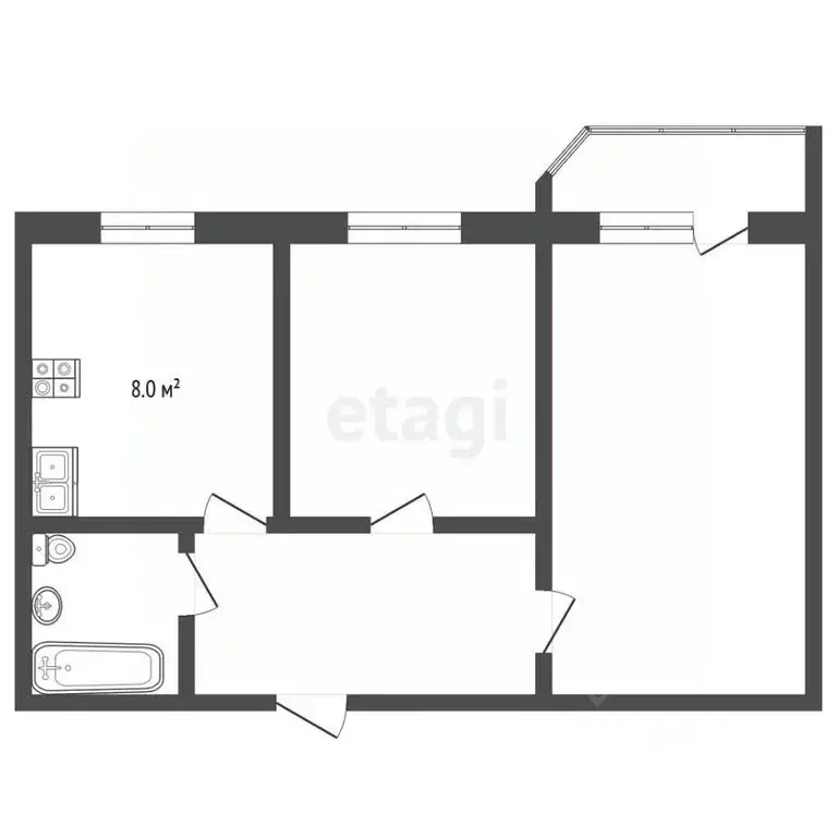 2-к кв. Самарская область, Самара Солнечная ул., 67 (53.0 м) - Фото 2