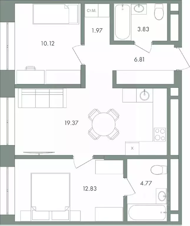 2-к кв. Ханты-Мансийский АО, Сургут ул. Крылова (59.7 м) - Фото 0