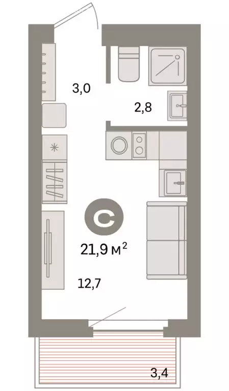 Квартира-студия: Екатеринбург, жилой район Сортировочный, микрорайон ... - Фото 1