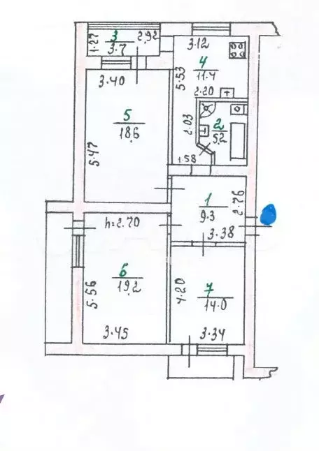 3-к. квартира, 85,6 м, 1/5 эт. - Фото 0