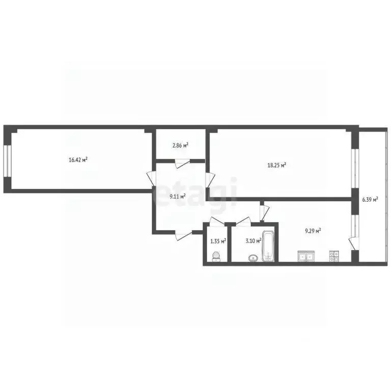 2-к кв. Саха (Якутия), Якутск ул. Н.Е. Мординова, 21/1 (60.1 м) - Фото 2