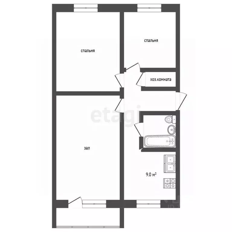 3-к кв. Крым, Евпатория городской округ, Мирный пгт ул. Сырникова, 8 ... - Фото 2