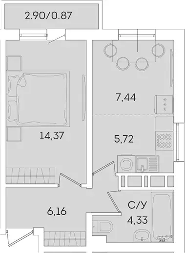 Продаётся 1-к квартира, 38.02 м - Фото 1