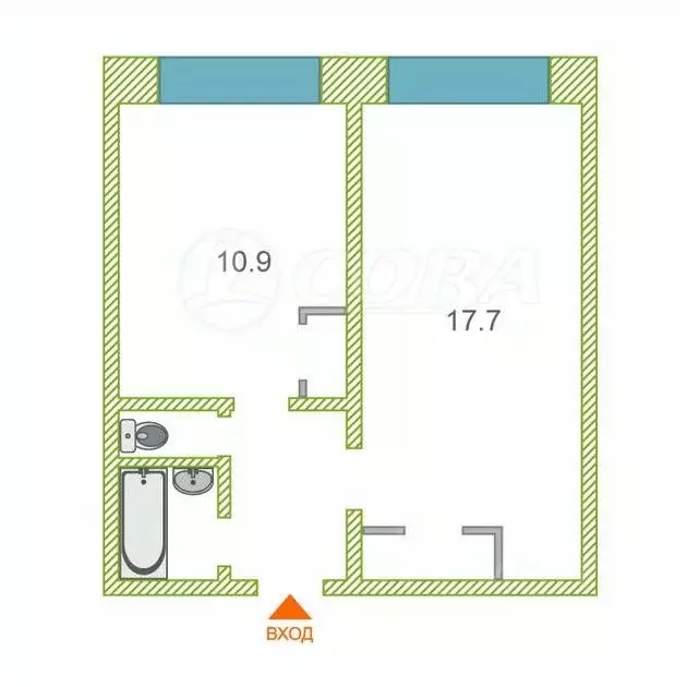 2-к кв. Тюменская область, Тюмень ул. Олега Антонова, 2 (36.8 м) - Фото 1