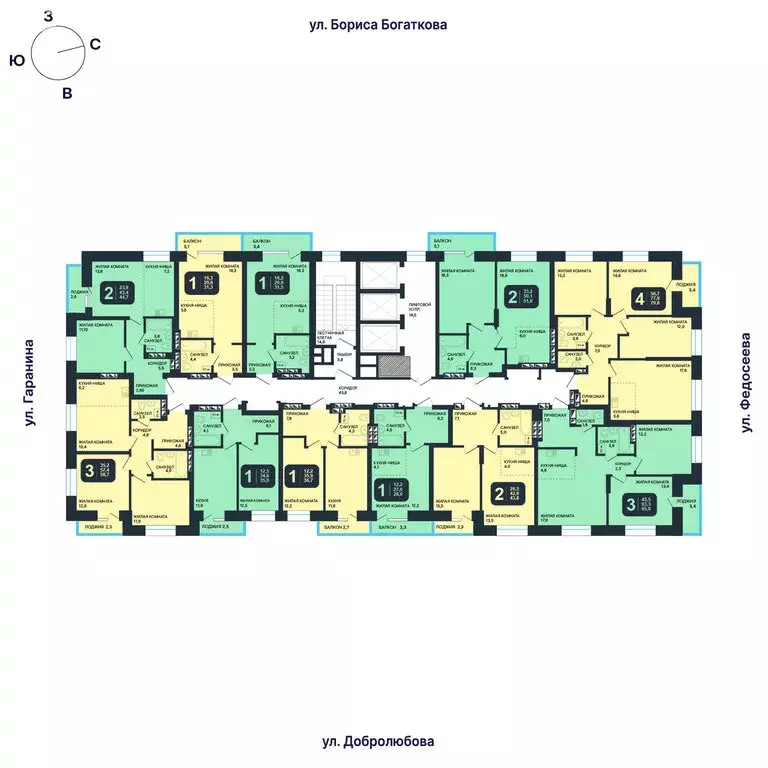 3-комнатная квартира: Новосибирск, улица Гаранина, 33/6 (65 м) - Фото 1