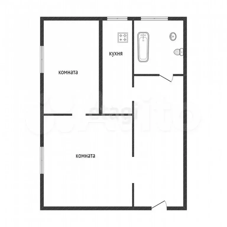 2-к. квартира, 41,9 м, 2/2 эт. - Фото 1