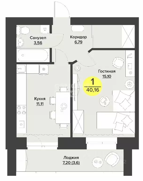 1-к кв. Марий Эл, Йошкар-Ола ул. Павлова, 6 (40.0 м) - Фото 1