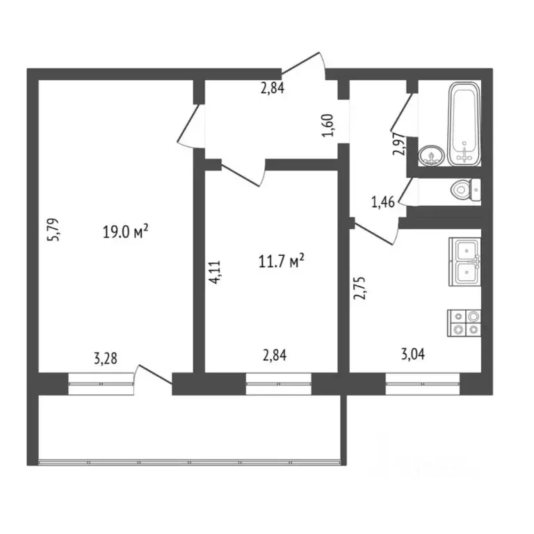 2-к кв. Тюменская область, Тюмень Широтная ул., 152 (51.8 м) - Фото 2