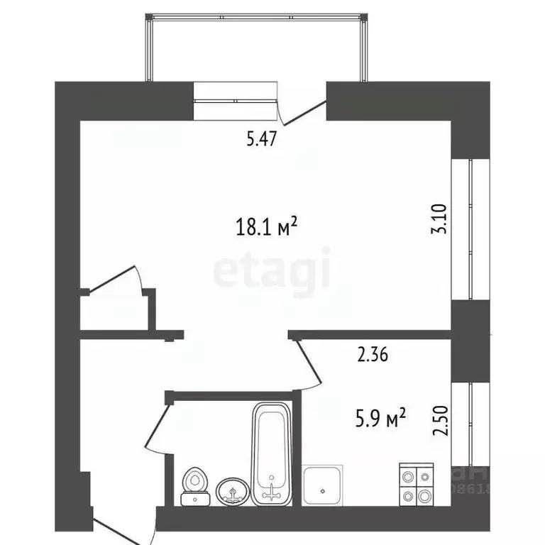 1-к кв. Омская область, Омск бул. Победы, 1 (30.0 м) - Фото 2