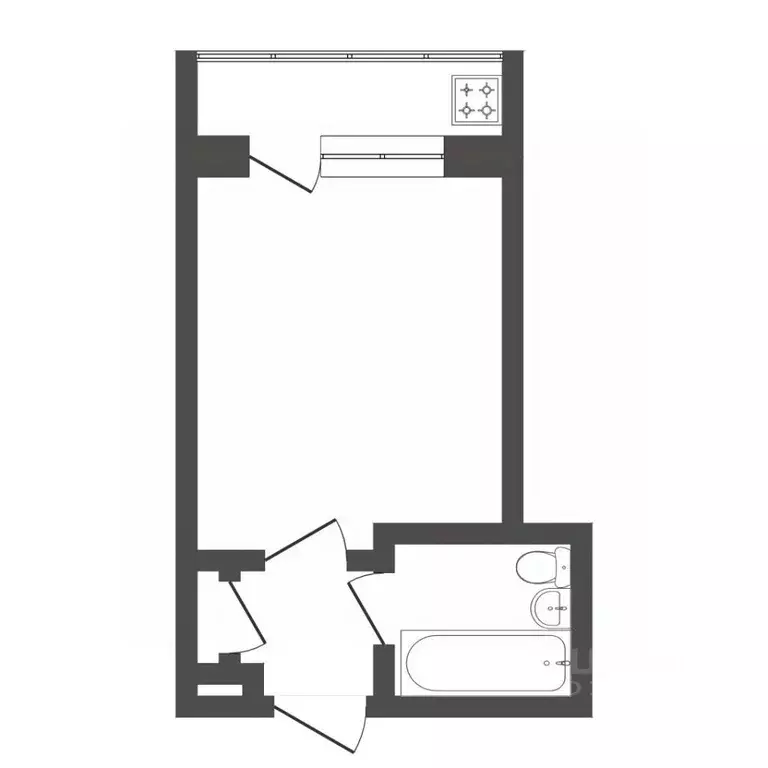 Студия Тюменская область, Тюмень ул. 30 лет Победы, 105 (16.6 м) - Фото 1