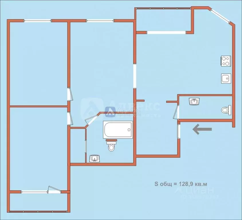 3-к кв. Тюменская область, Тюмень ул. Герцена, 45 (144.5 м) - Фото 1