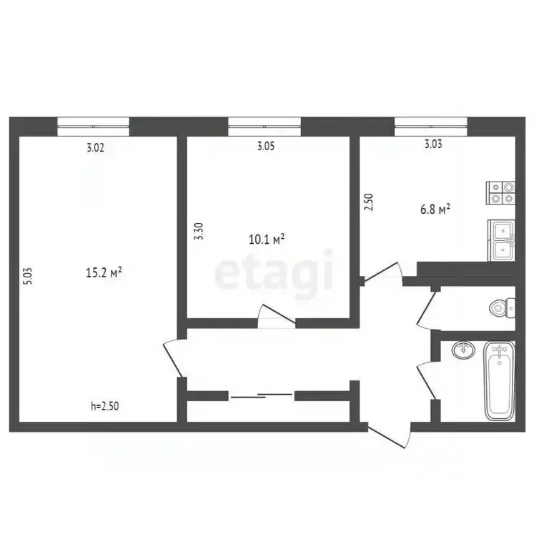 2-к кв. Ямало-Ненецкий АО, Ноябрьск Советская ул., 94 (44.7 м) - Фото 2