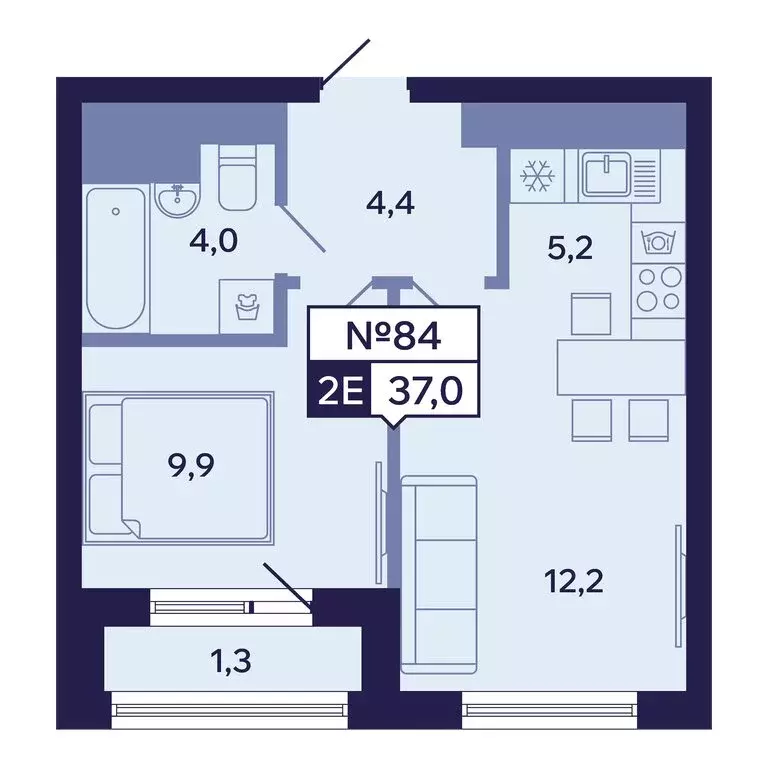 2-комнатная квартира: Якутск, Новопортовская улица, 1А/1 (37 м) - Фото 1