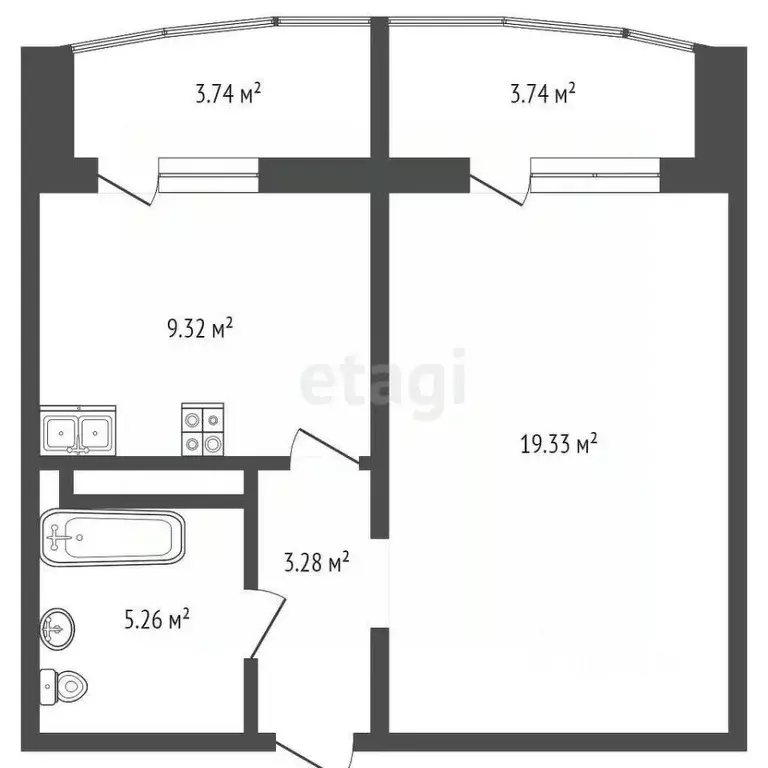 1-к кв. Тюменская область, Тюмень ул. Валентины Трофимовой, 12 (37.0 ... - Фото 2