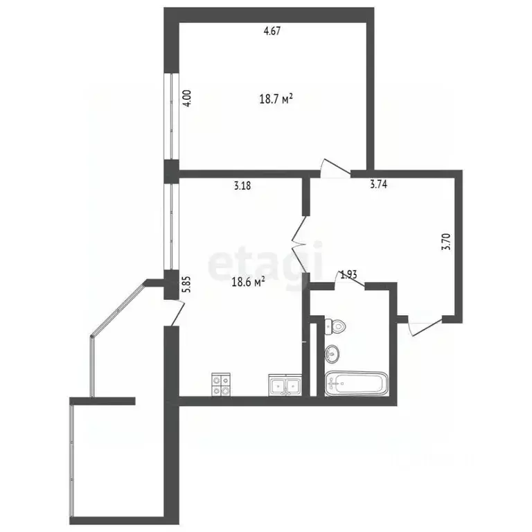 1-к кв. Тюменская область, Тюмень ул. Московский Тракт, 143к4 (54.4 м) - Фото 2