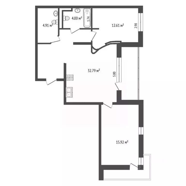 2-к кв. Тюменская область, Тюмень ул. Александра Звягина, 10 (74.5 м) - Фото 2