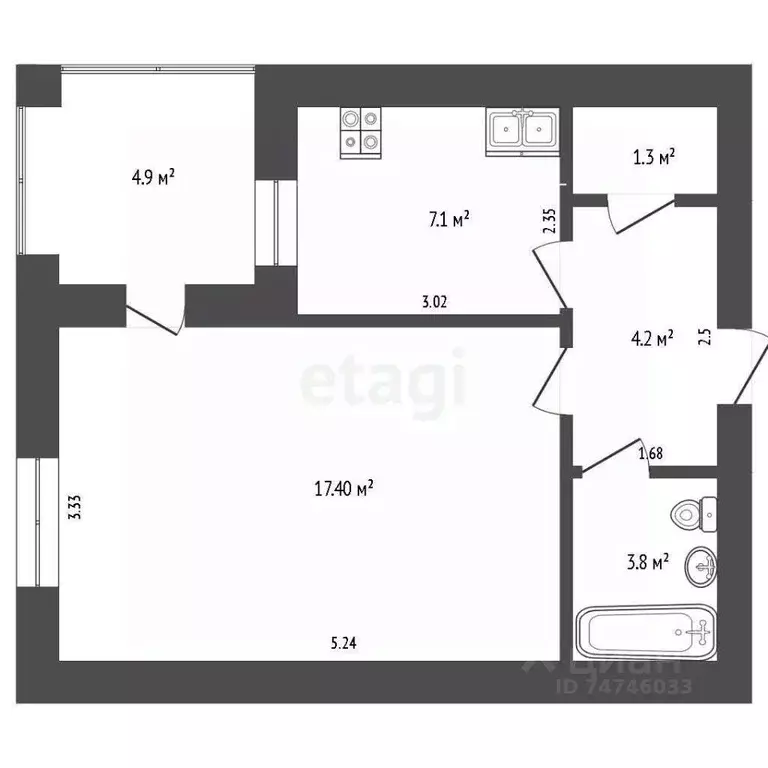 1-к кв. Крым, Евпатория просп. Победы, 47 (33.3 м) - Фото 1