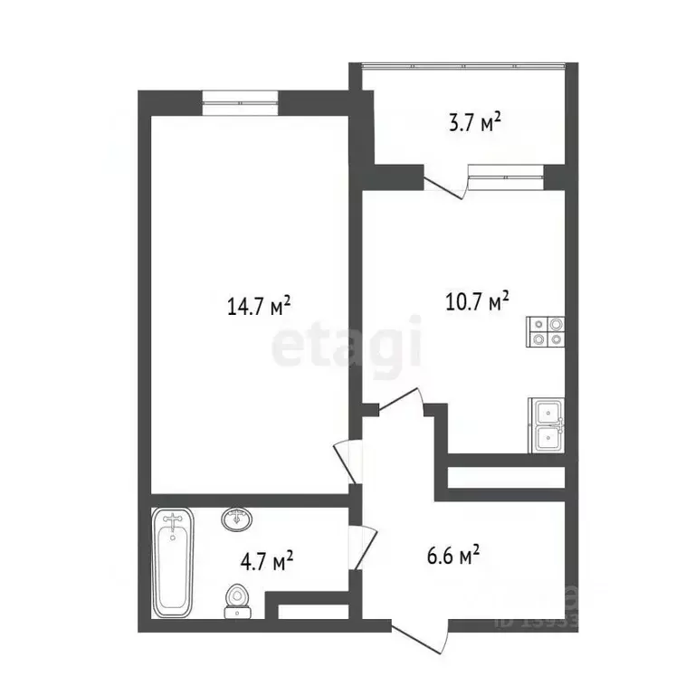 1-к кв. Тюменская область, Тюмень ул. Николая Зелинского, 24 (38.6 м) - Фото 2