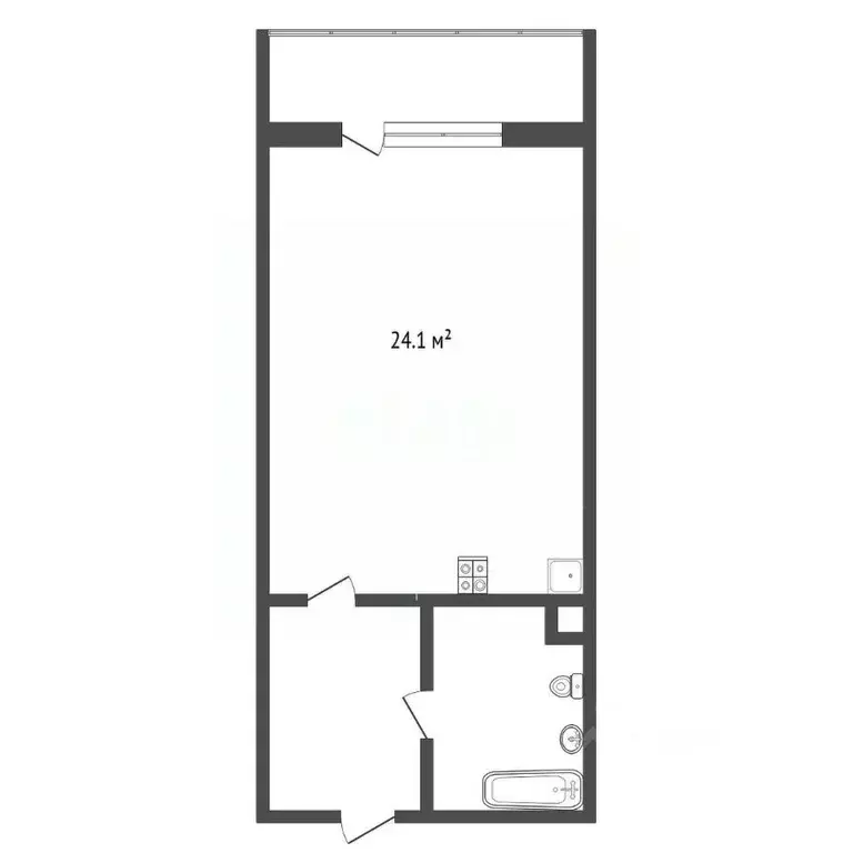 Студия Ханты-Мансийский АО, Сургут Университетская ул., 31 (24.1 м) - Фото 1