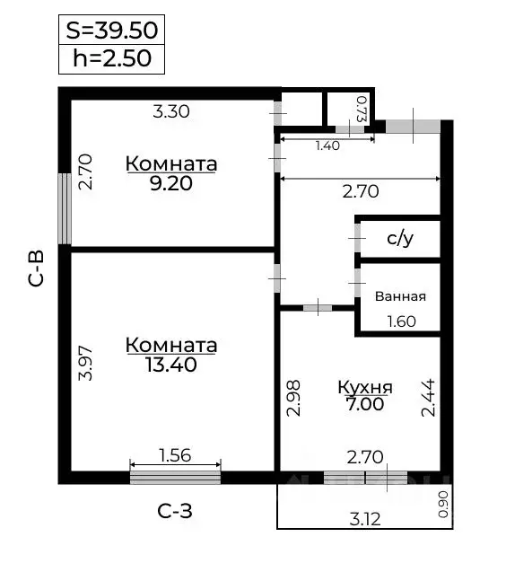 2-к кв. Москва Свободный просп., 16 (40.0 м) - Фото 1