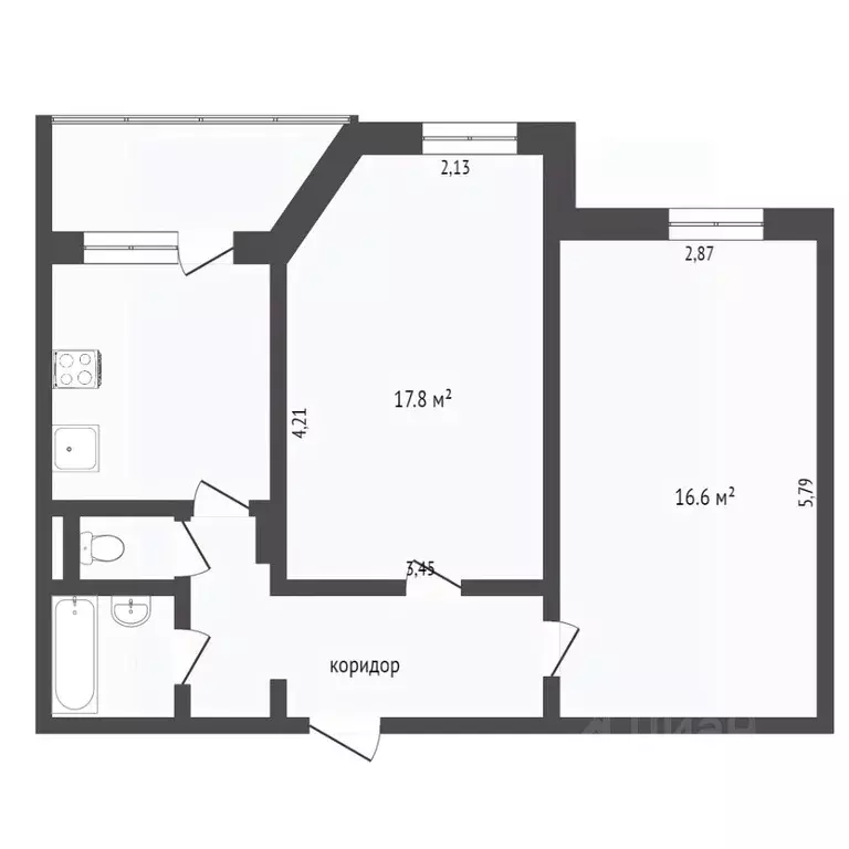 2-к кв. Ханты-Мансийский АО, Сургут ул. 30 лет Победы, 52/1 (54.6 м) - Фото 1