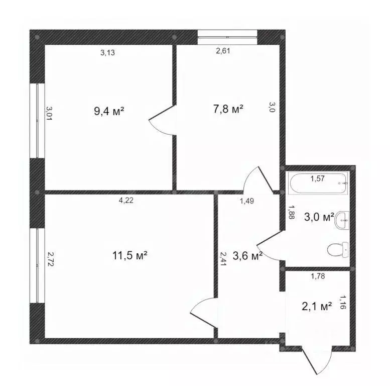 2-к кв. Костромская область, Кострома ул. Ивана Сусанина, 41 (49.4 м) - Фото 2