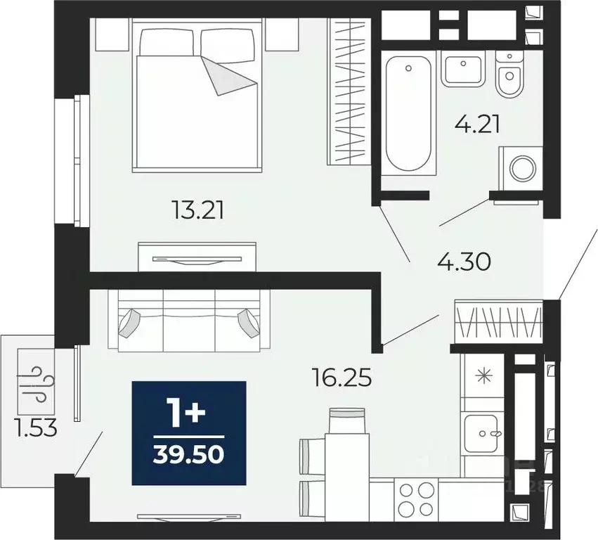 1-к кв. Тюменская область, Тюмень Беринг жилой комплекс (38.43 м) - Фото 1