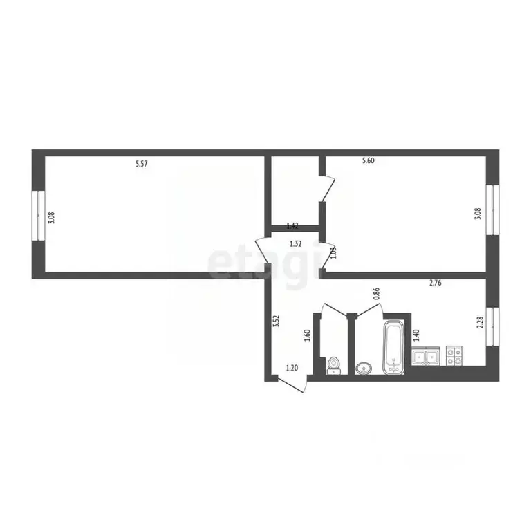 2-к кв. Оренбургская область, Оренбург Ташкентская ул., 3 (42.3 м) - Фото 1