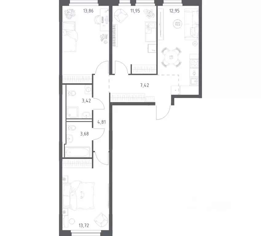 3-к кв. Ленинградская область, Всеволожский район, Свердловское ... - Фото 1