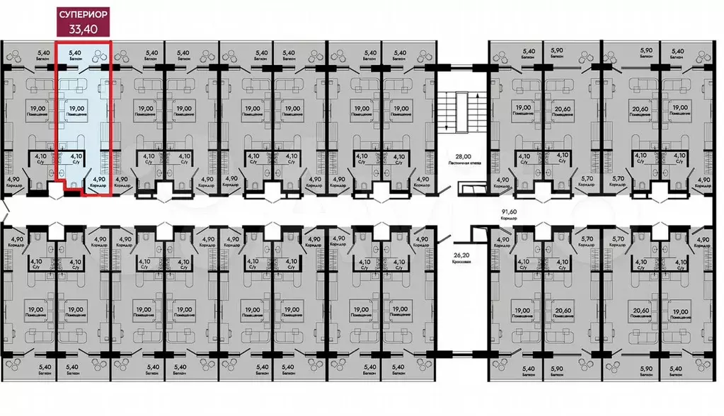 Квартира-студия, 33,4 м, 6/8 эт. - Фото 1