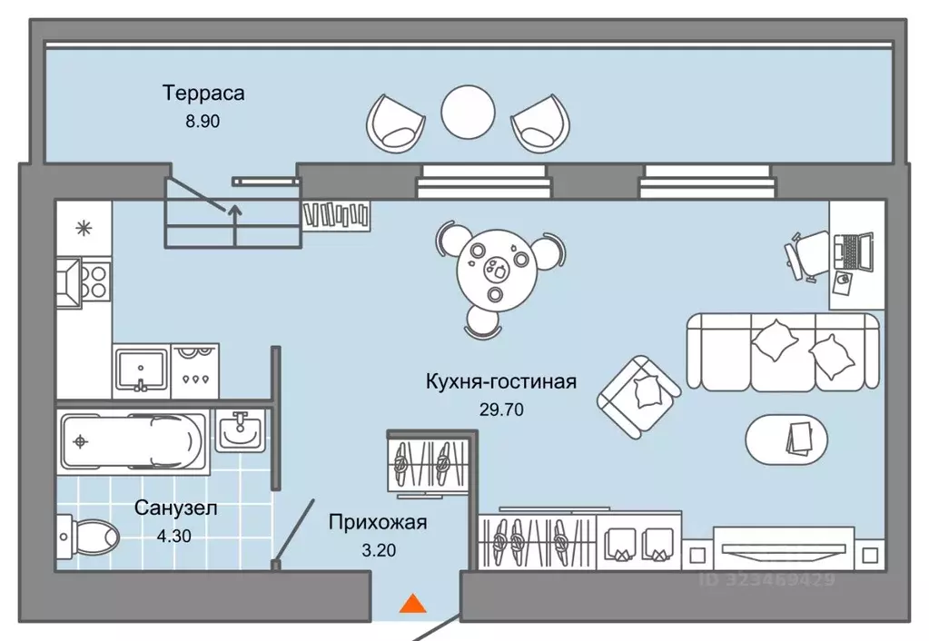 Студия Пермский край, Пермь ул. Дзержинского, 31Б (42.0 м) - Фото 2