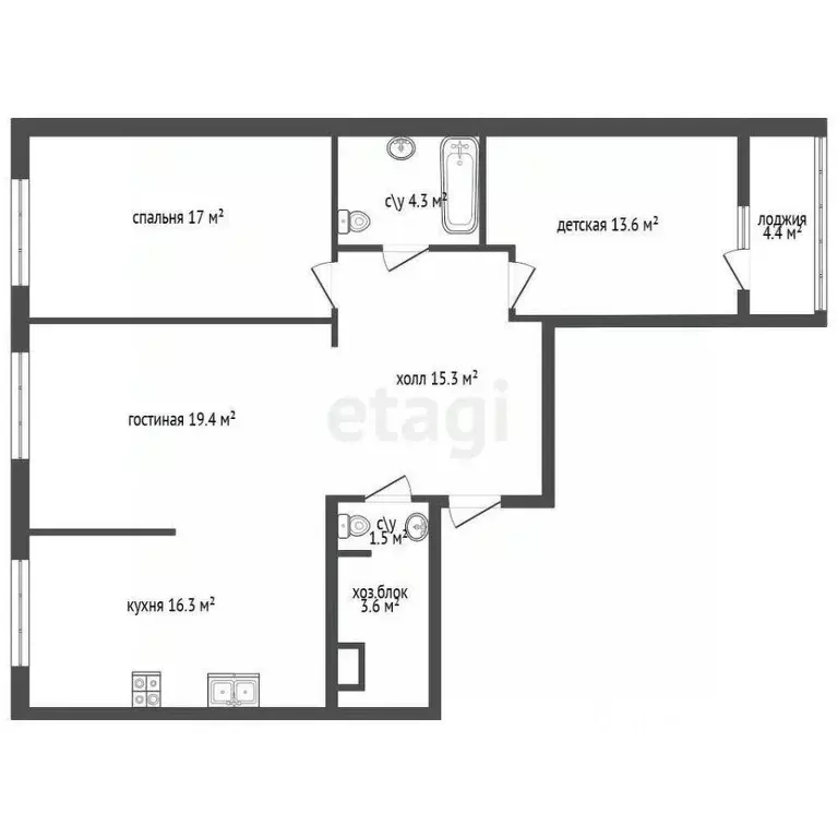 3-к кв. Санкт-Петербург ул. Александра Матросова, 1 (92.0 м) - Фото 2