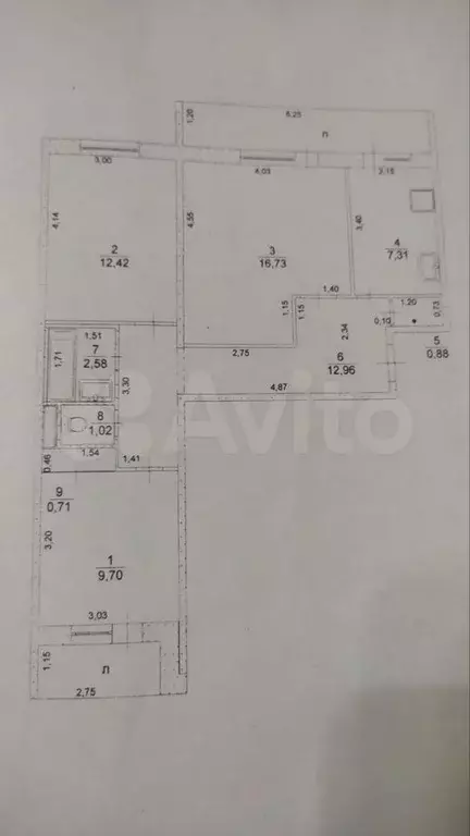 3-к. квартира, 64,3 м, 1/9 эт. - Фото 0