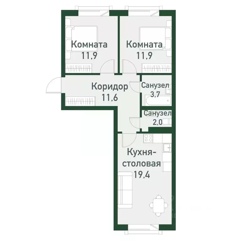 2-к кв. Челябинская область, Челябинский городской округ, пос. ... - Фото 0
